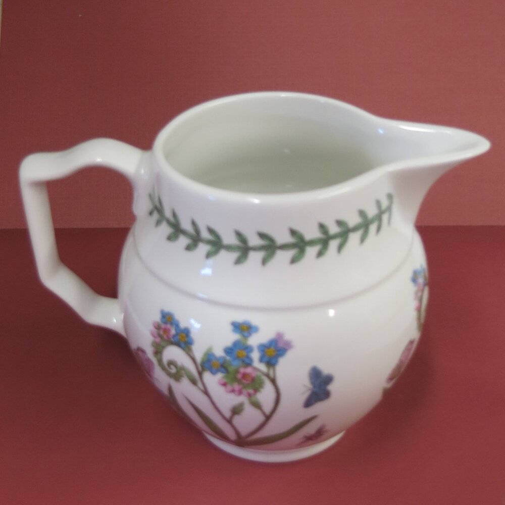 Botanic Garden Pitcher Creamer VTG Portmeirion Fiddleheads Butterfly Floral